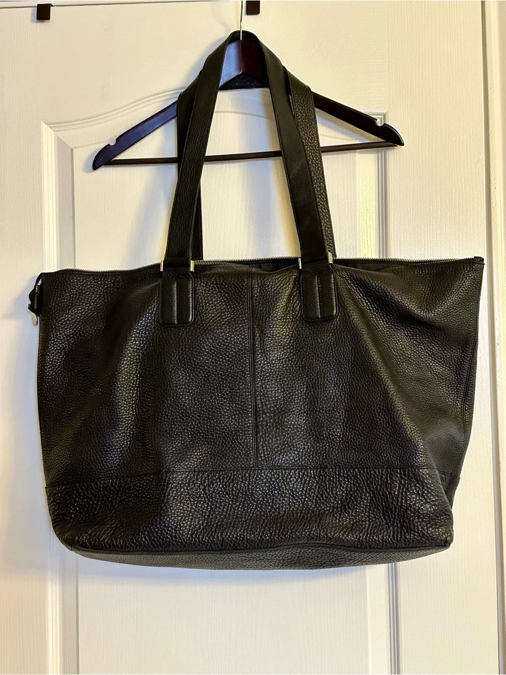 DKNY Black Pebbled Leather Laptop Tote
